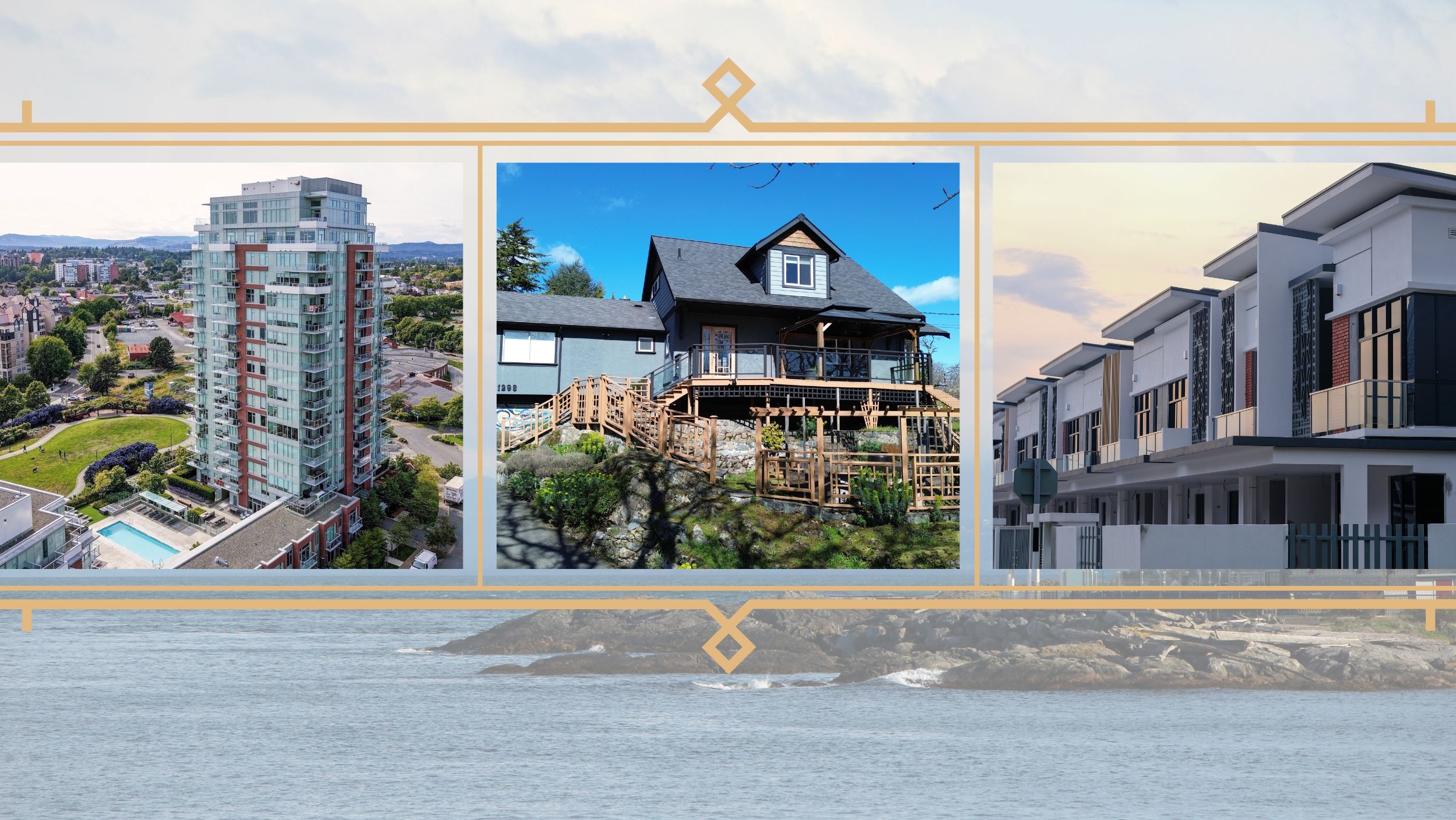 banner showing a condo, a house and a town home