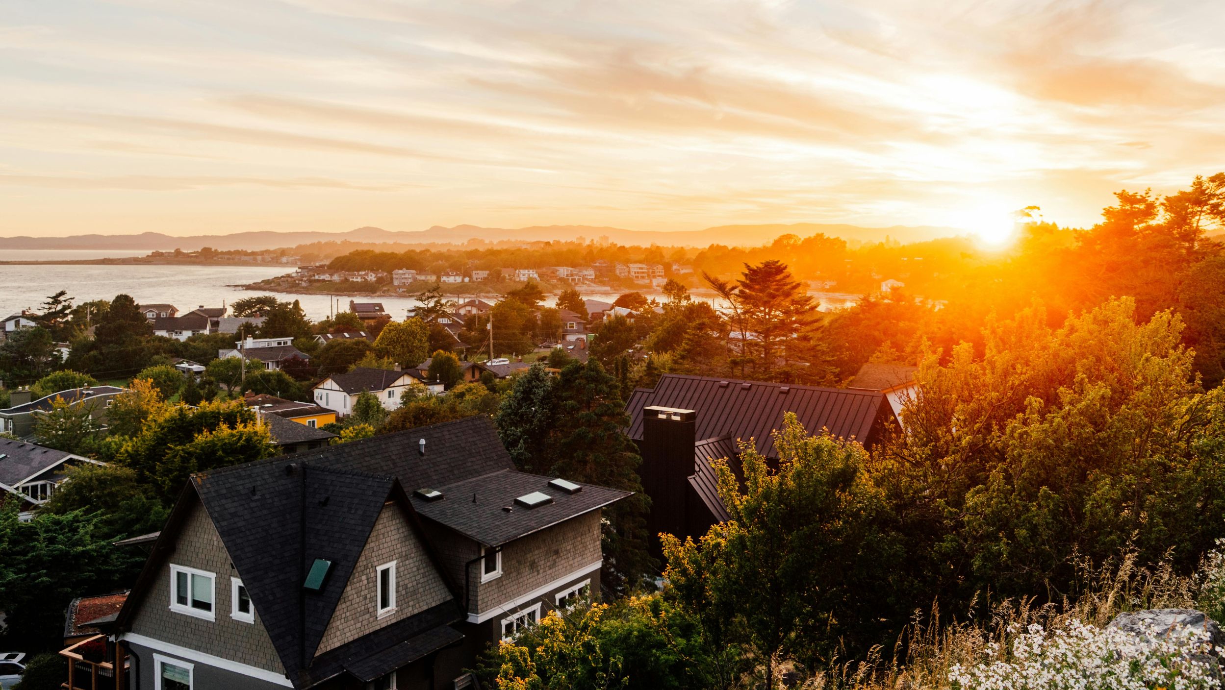 sunset in oak bay neighbourhood victoria bc